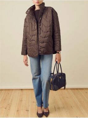Djerf Avenue Quilted Jacket Espresso Brown Size Medium